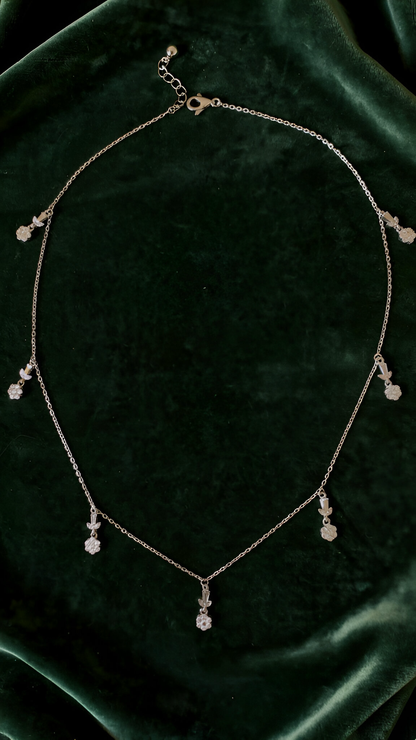Floral chain and earring set