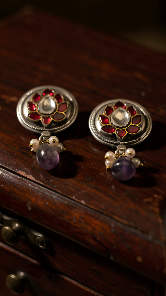 Lotus white Kundan studs