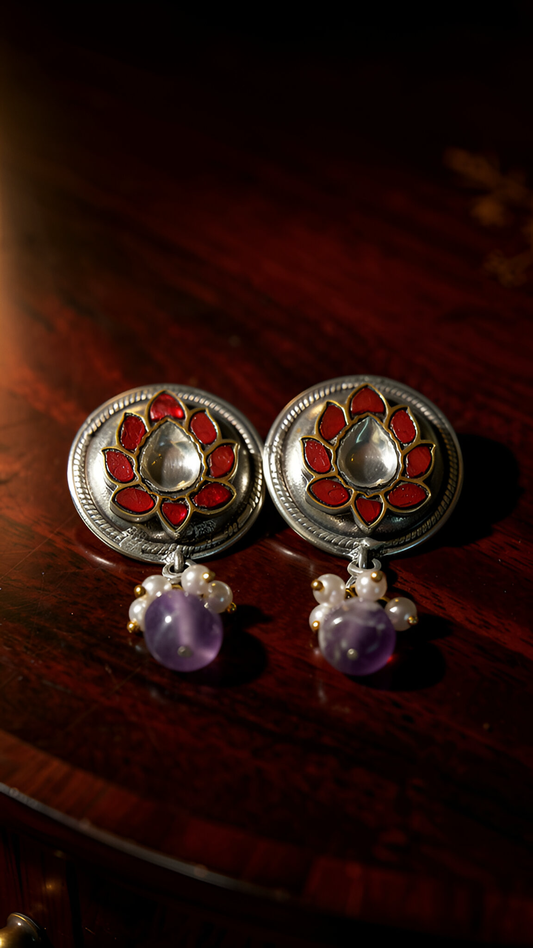 Lotus white Kundan studs