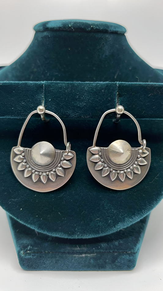 Silver half moon hoops