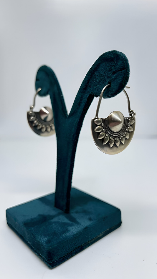 Silver half moon hoops