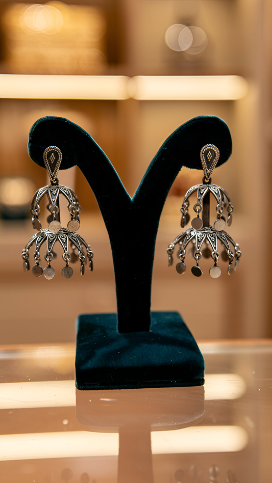 Classic oxidised Chand Bali