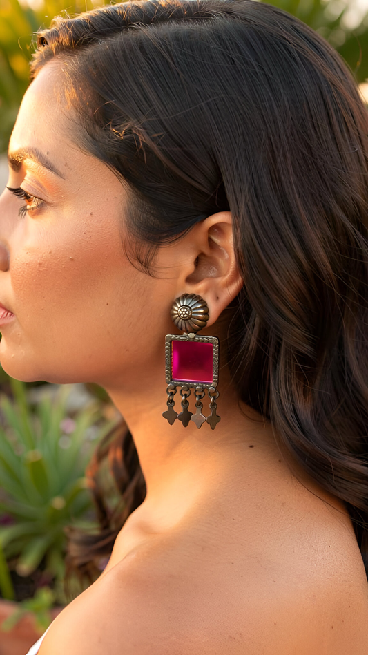 Pink mirror danglers